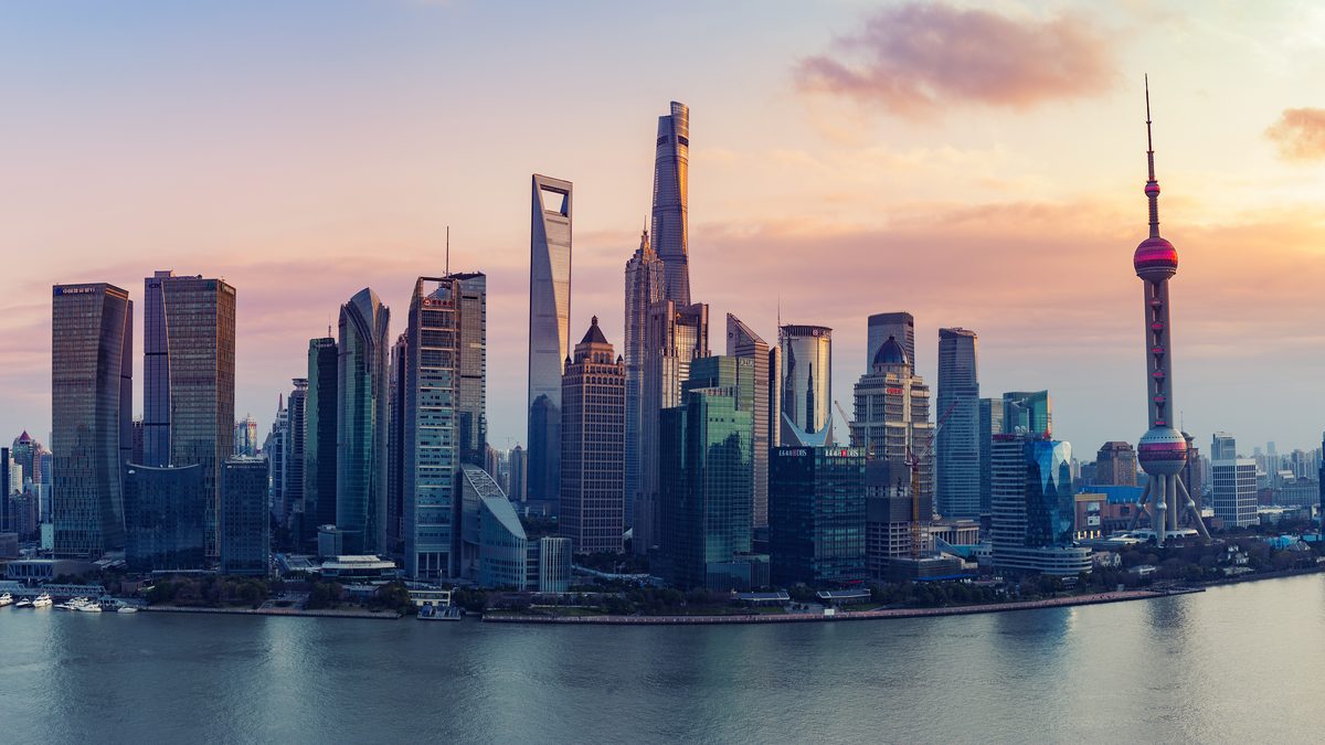 Shanghai skyline at dusk