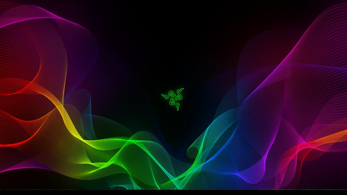 Flowing rainbow lines on black